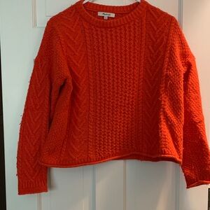 Madewell Vibrant Orange Textured Crew Neck Sweater